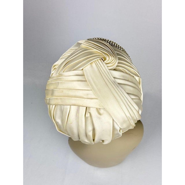 Textile Vintage Christian Dior Chapeaux Silk Turban With Rhinestone Accents For Sale - Image 7 of 9