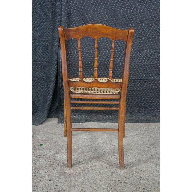 2 Antique Victorian Early American Style Maple Spindle Back Side Chairs Pair For Sale - Image 11 of 18