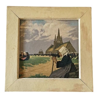 Jacquier Marcel, Scene of Forgiveness in Brittany, 1920s, Oil on Panel, Framed For Sale