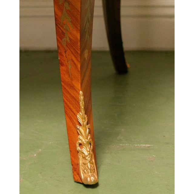 1900s French Louis XV Boulle' Style Inlaid Wood Table With Gilt Ormolu Mount For Sale - Image 10 of 12