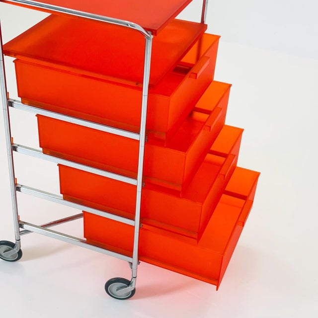Mobil Storage Unit in Orange PMMA and Chrome by Antonio Citterio for Kartell, Italy, 1990s For Sale - Image 10 of 17