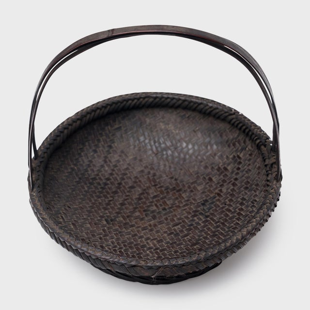 Chinese Chinese Woven Bamboo Flower Basket, C. 1940 For Sale - Image 3 of 5