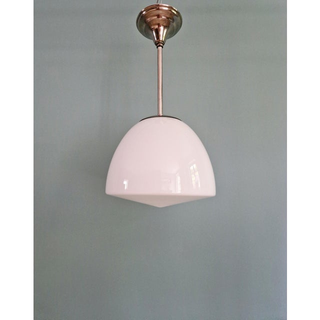 Silver Bauhaus Pendant Light in White Opaline Glass and Chromed Metal from Philips, 1930 For Sale - Image 8 of 11
