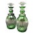Late 19th Century Emerald Green Cut to Clear Crystal Decanters, Pair For Sale