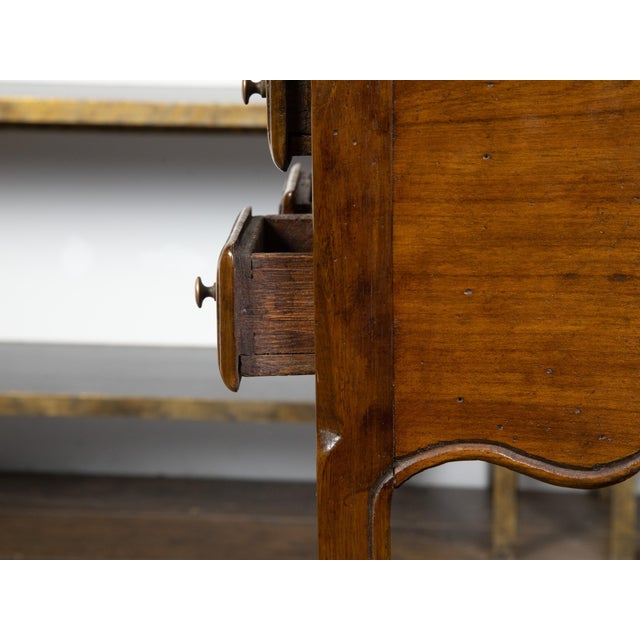 French Turn of the Century Walnut Side Table with Carved Tray Top and Drawers For Sale - Image 12 of 12