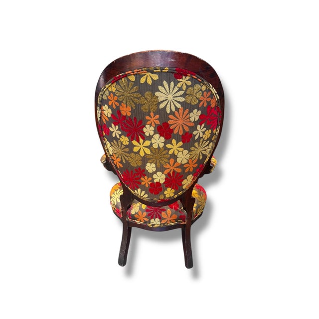 Abstract Mid-Century 1970s Floral Upholstered Accent Chair For Sale - Image 3 of 3