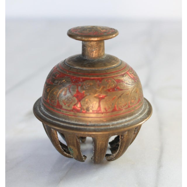 Mid-Century Modern Vintage Etched Brass Bell For Sale - Image 3 of 8