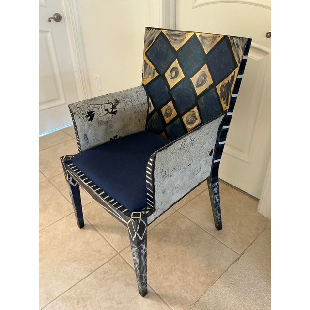 John Wilkie One-of-a-Kind Hand-Painted Whimsical Artisan Accent Chair For Sale - Image 4 of 14