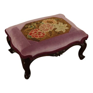 Antique Victorian Walnut Foot Stool For Sale