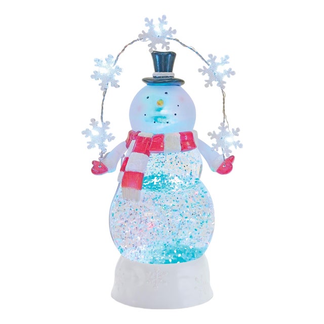 LED Snowman Snow Globe 9.5"H For Sale