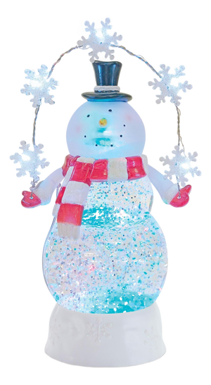 LED Snowman Snow Globe 9.5"H