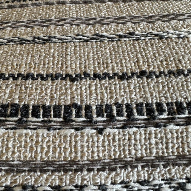 Not Yet Made - Made To Order Custom Embroidered Stripe French Linen and Wool Pillow With Insert For Sale - Image 5 of 5