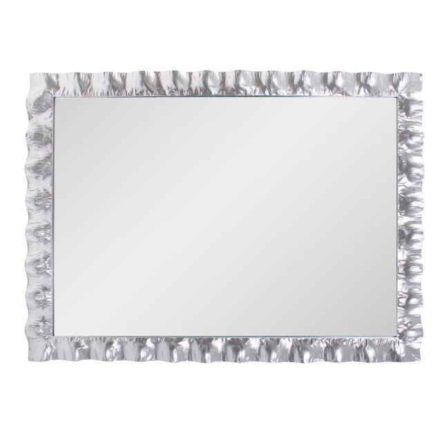 2020s La Bailadora Bright Silver Ruffled Metal Vanity Mirror For Sale - Image 5 of 11
