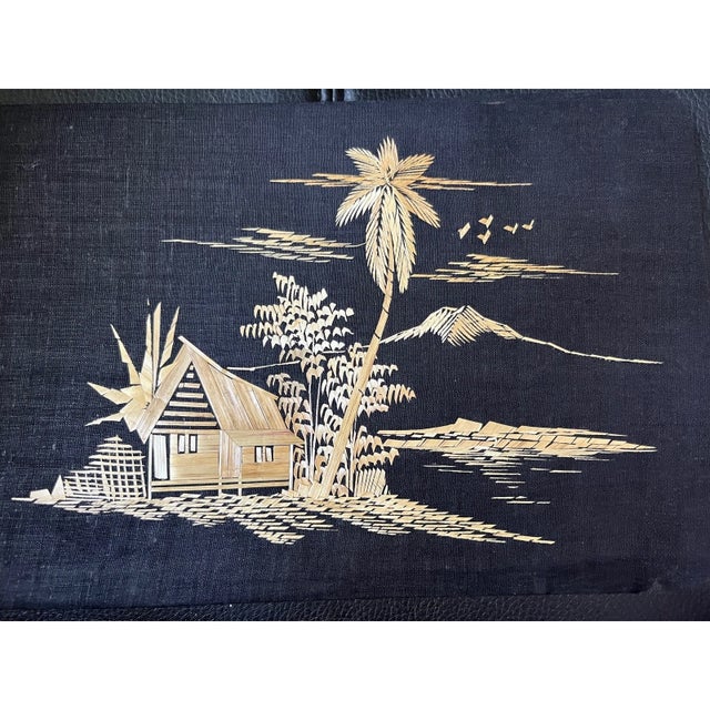 10 Vintage Indonesian Wheat Straw Art Panels Mid Century Balinese Folk Art 8" For Sale - Image 13 of 13