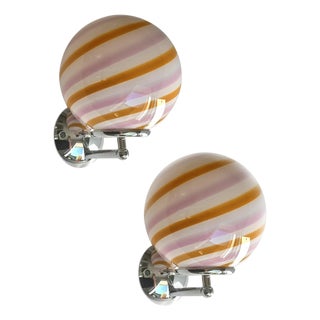 Amber and Pink Rods Murano Glass Wall Sconces by Simoeng, Set of 2 For Sale