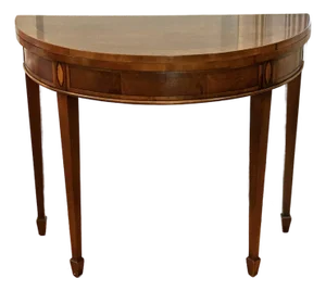 Vintage Gate Leg Demilune to Round Federal Inlaid Bookmatch Mahogany Table
