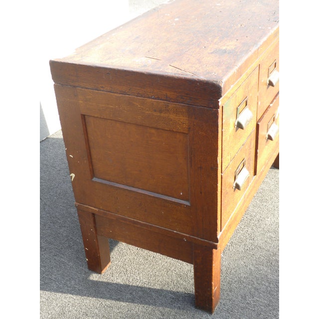 Antique Industrial Rustic Six Drawer Card Catalog File Cabinet