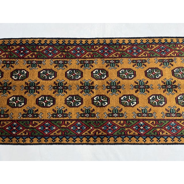 Terracotta Brown Turkmen Wool Runner Rug, Tribal Geometric Gul Design For Sale - Image 6 of 13