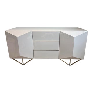 Faceted Lacquer Credenza For Sale