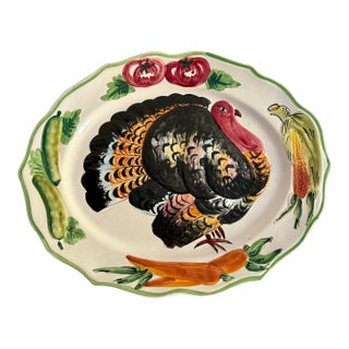 1970s Boho Chic Magnificent Italian Turkey Pottery Serving Platter For Sale