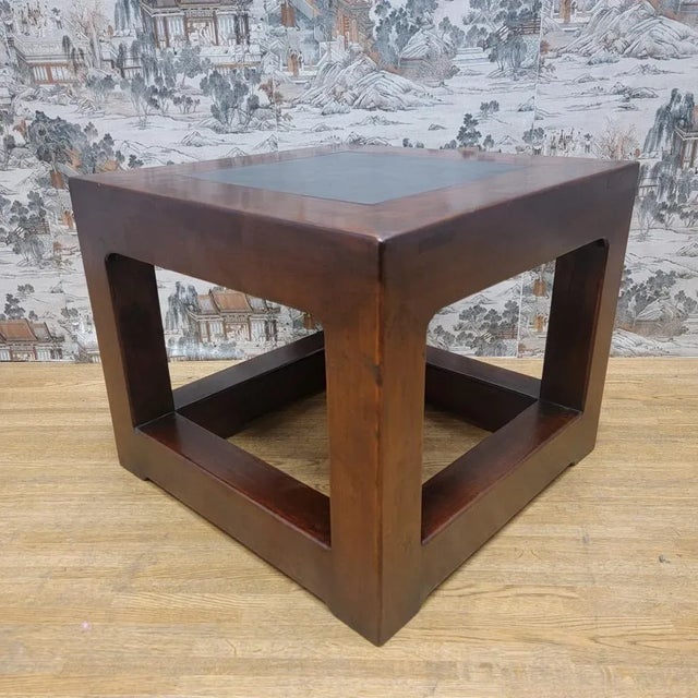 Antique Shanxi Province Elm Side Table With Stone Top For Sale - Image 4 of 10