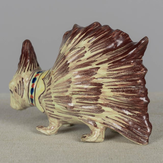 Brown 19th Century French Blois Faience Porcupine Figurine For Sale - Image 8 of 12