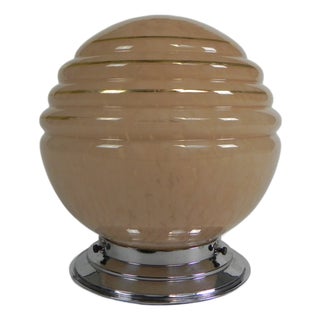 Art Deco Ceiling Lamp with Cloudy Pink Globe, 1930s For Sale