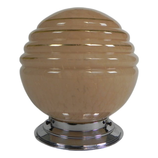Art Deco Ceiling Lamp with Cloudy Pink Globe, 1930s For Sale