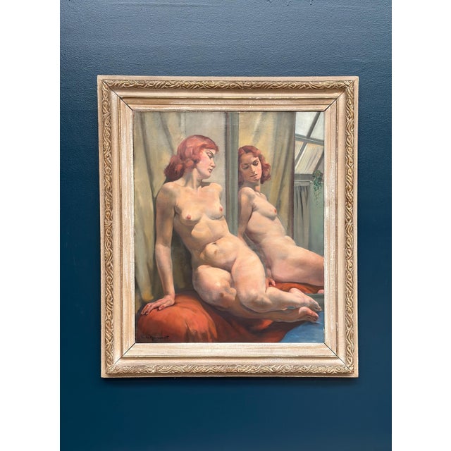 Philippe De Rougemont, Seated Woman at a Mirror, 1950s, Oil on Canvas, Framed For Sale - Image 18 of 18
