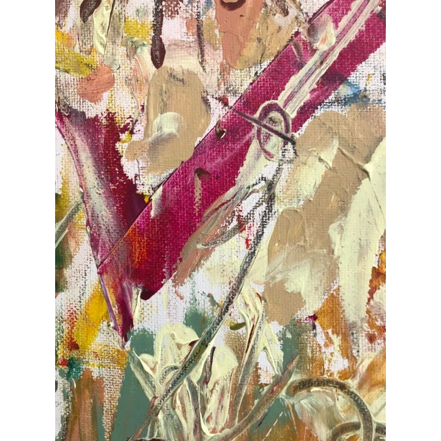 Gold Framed Abstract Acrylic Painting For Sale - Image 4 of 5