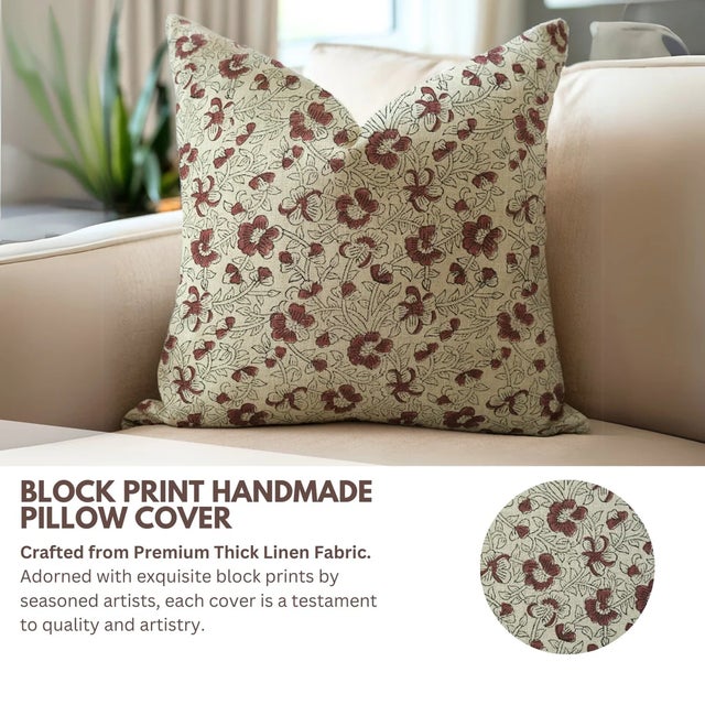 Introduce timeless artistry into your home with the Saundrya cushion cover by Fabdivine. Handmade using traditional block...