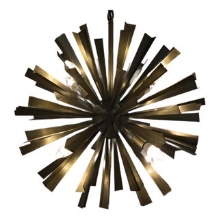 Bero Chandelier, Metal with Brass Finish For Sale