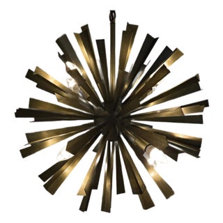 NOIR Bero Chandelier, Metal with Brass Finish For Sale