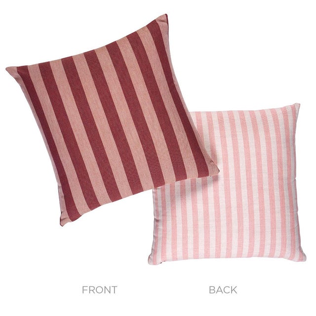 Contemporary Schumacher Hanson I/O Stripe 22" Pillow In Raspberry For Sale - Image 3 of 5