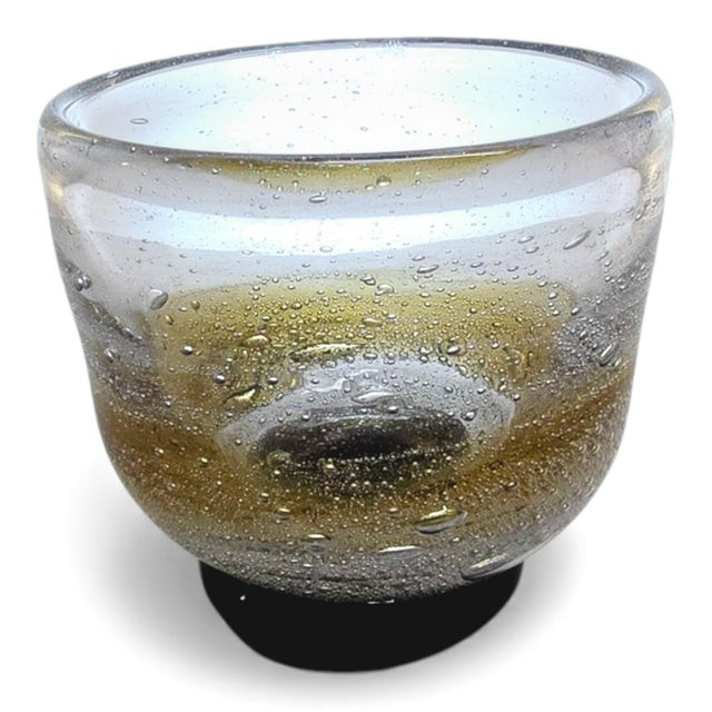 Swedish Amber Bubble Art Glass Bowl, 1970s-1980s For Sale - Image 8 of 10