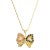 Sapphire and Diamond Butterfly Pendant Necklace 14k Yellow Gold For Sale