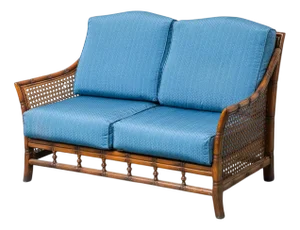 2-Seater Sofa in Vienna Straw and Blue Fabric, 1960s