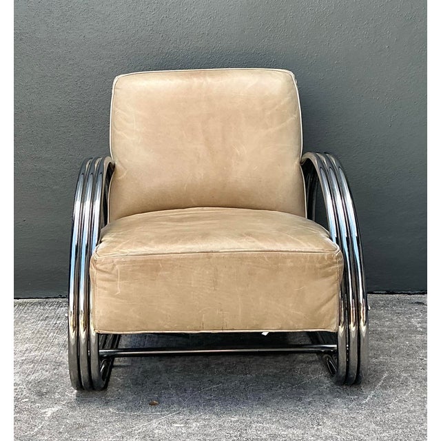 Ralph Lauren Vintage Ralph Lauren Hudson Street Leather Lounge Chair For Sale - Image 4 of 12