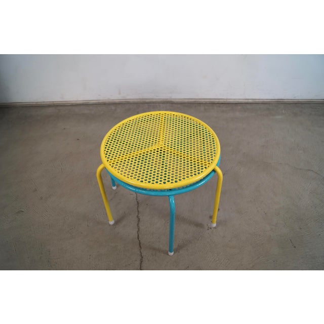 Turquoise 1950’s Mid-Century Modern Patio Stackable Side Tables - A Pair For Sale - Image 8 of 12