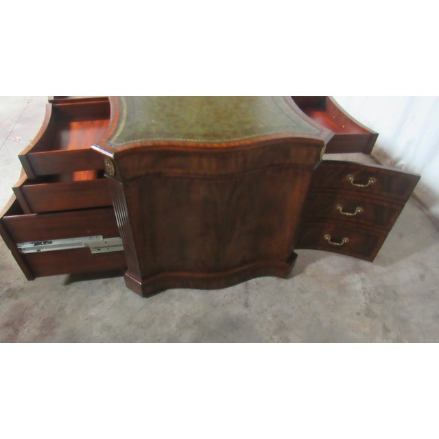 1980s Maitland Smith Mahogany Executive Partner Desk Leather Amazing For Sale - Image 6 of 13
