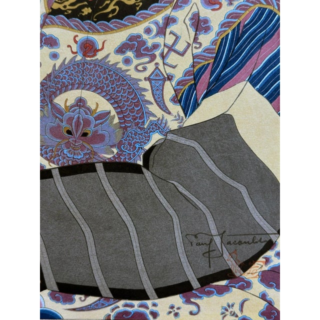Mid 20th Century Japanese Woodblock Print Le Mandarin Aux Lunettes by Paul Jacoulet For Sale - Image 10 of 12