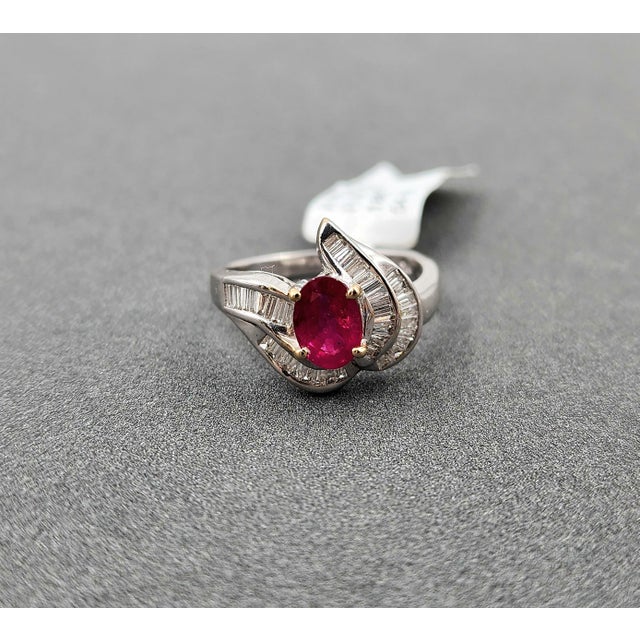 1.88 Ct Ruby & Diamond Ring Size 6.5 For Sale - Image 4 of 9