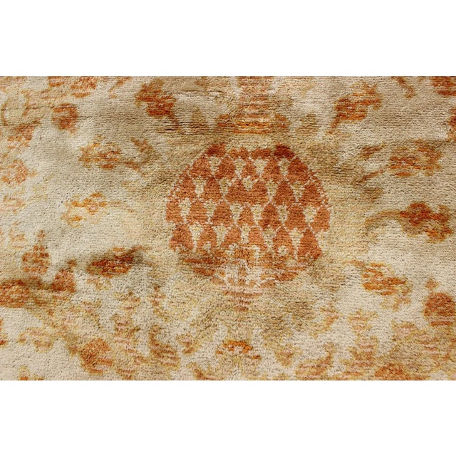 Antique Spanish European Carpet With Pineapple Design in Gold, Cream & Tangerine For Sale In Atlanta - Image 6 of 10