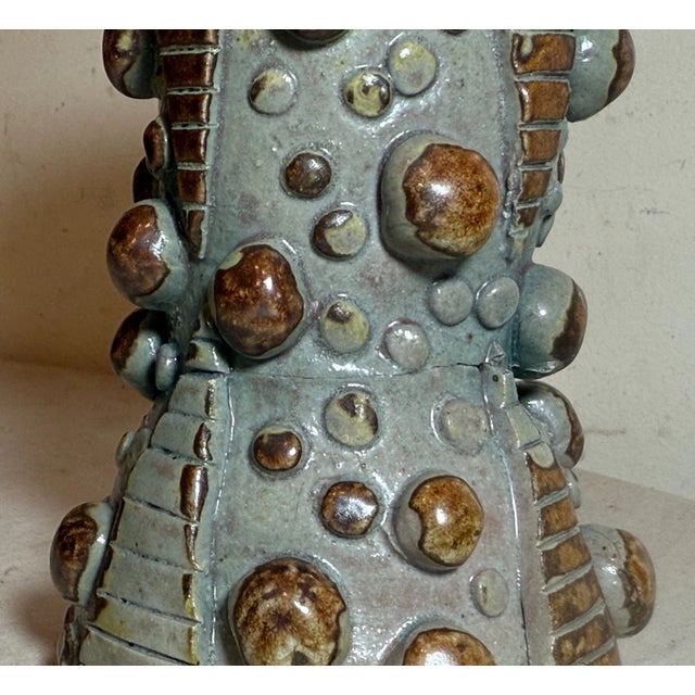 Vintage 25 Handmade Hobnail Pottery Chalice Goblet Brutalist Sculpture Vase For Sale - Image 14 of 14