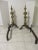 Early 20th Century Antique Brass & Iron Andirons - a Pair With Iron Dogs For Sale - Image 5 of 11