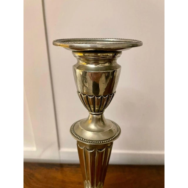 Antique Edwardian Silver Painted Candlesticks, Set of 2 For Sale - Image 6 of 9