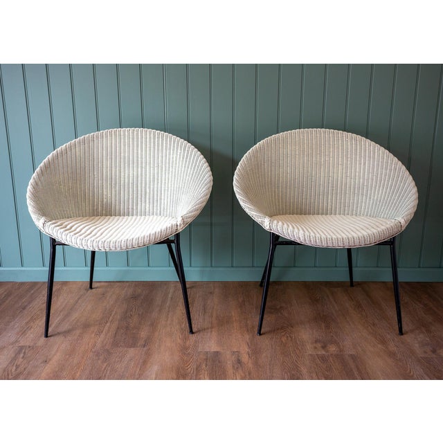 Mid-Century Modern Bauhaus Satellite Cocktail Lounge Chairs in Wicker and Steel by Lloyd Loom for Lusty, 1950s, Set of 2 For Sale - Image 12 of 18