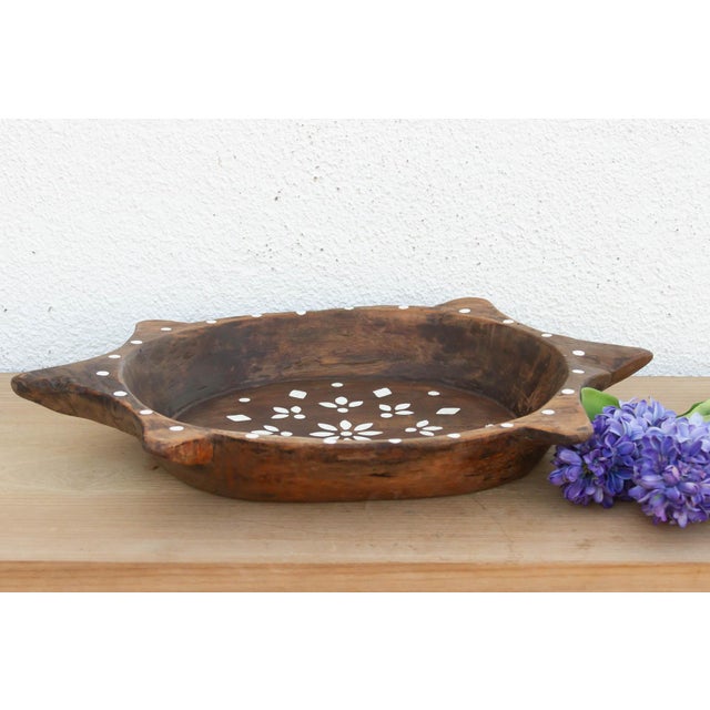 Wood Vintage Faux Inlay Wood Centerpiece For Sale - Image 7 of 7