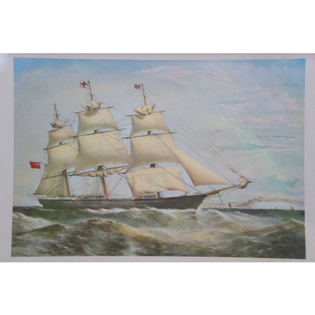 Mid 20th Century Pair Mid Century Clipper Ship Prints Windsor Castle & Swiftsure Maple Frames 12" For Sale - Image 5 of 11