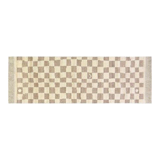 1970s New Moroccan Checkers Hand Knotted Wool Rug, 3'2x6'10 For Sale